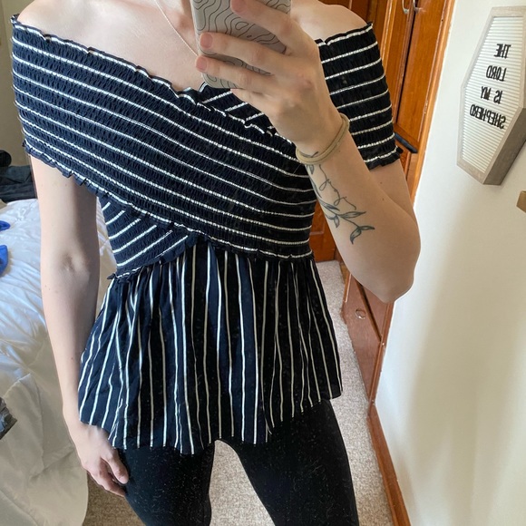 Soprano Navy Off The Shoulder Top M - Picture 2 of 2